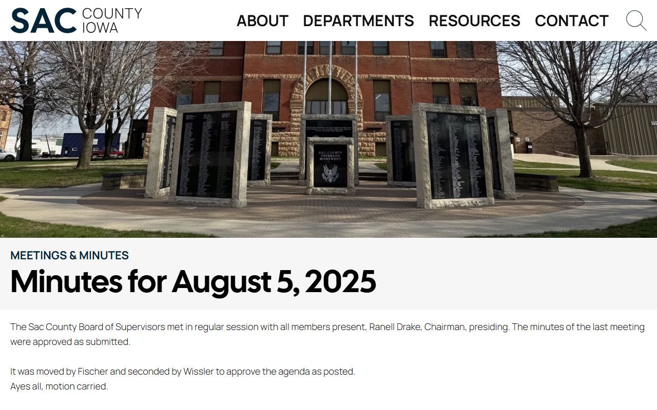 Sac County inmate population jail replacement board minutes
