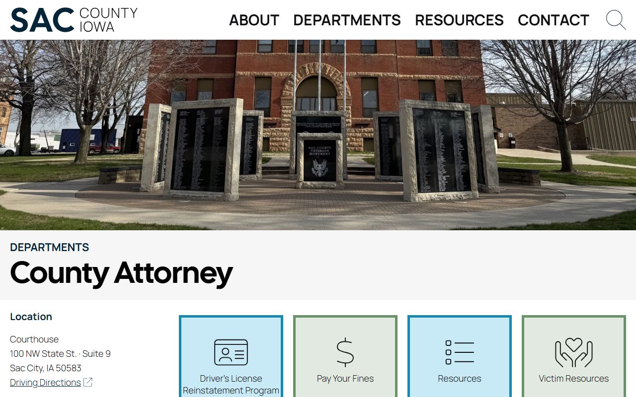 Sac County court records after arrest county attorney page